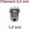 dysza drukarki 3D, 1,0mm. filament 3,0mm. - stal